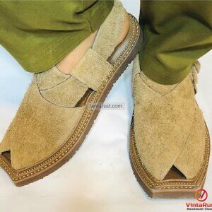 Handwoven Suede Leather Peshawari Chappal Sandals
